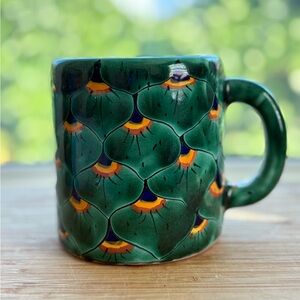 Large Hand Painted Mexican Talavera Pottery Mug